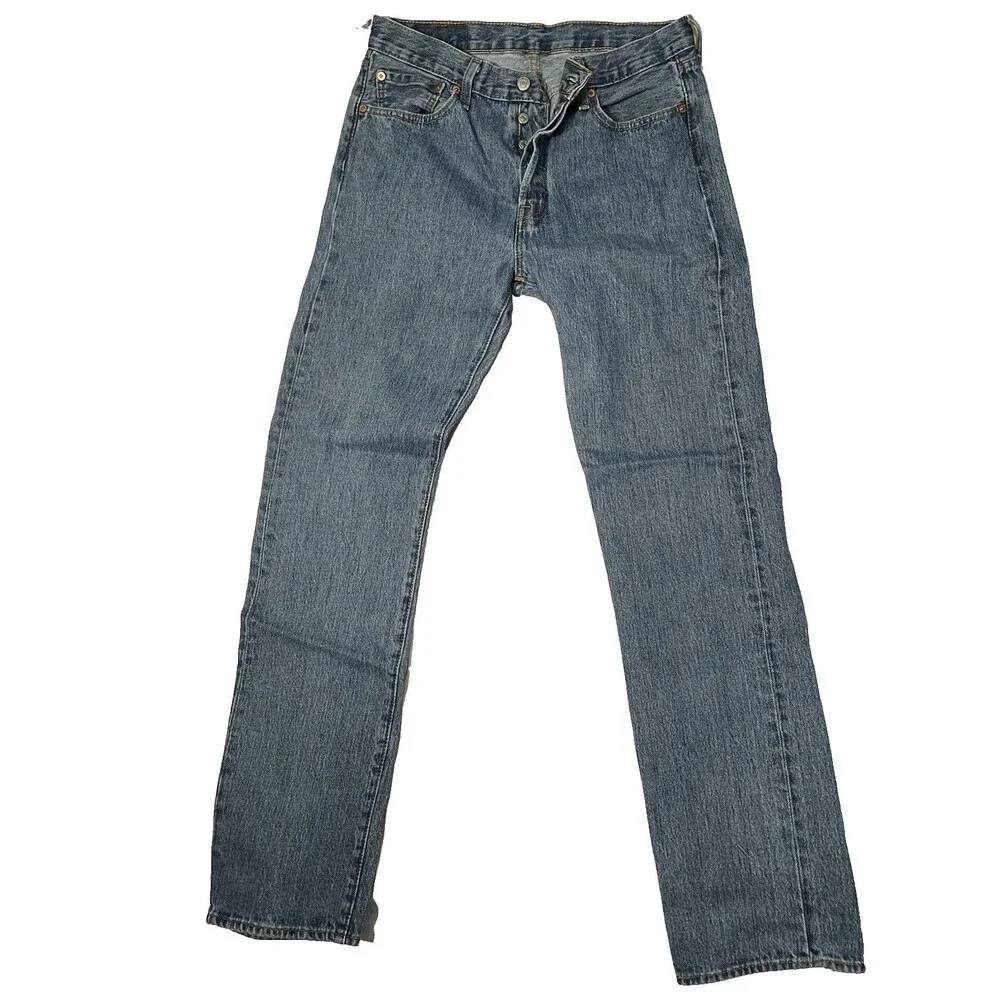Levi’s 501 Jeans Means Size 32”x36” Light Wash Button Fly Straight Leg
